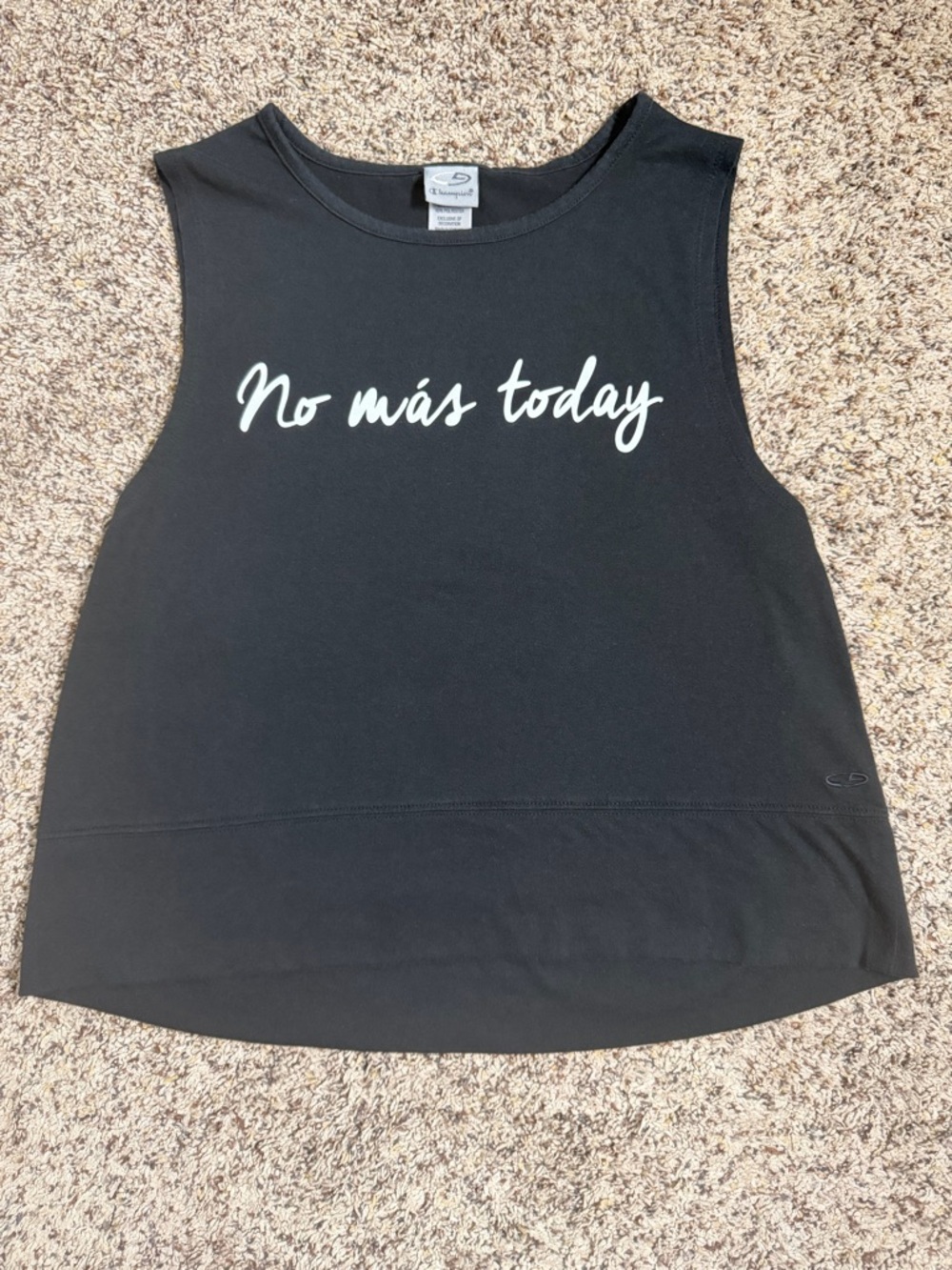 Champion Women’s Black Tank - "No más today"